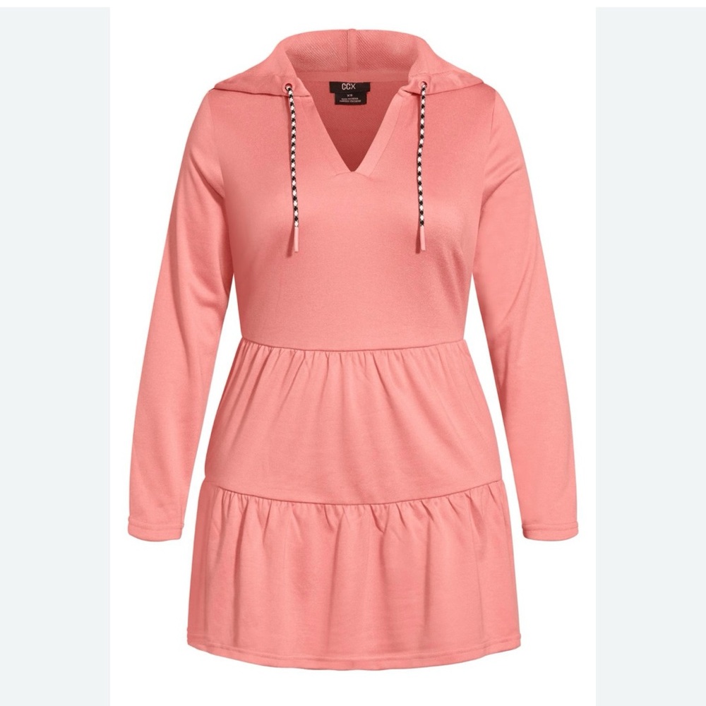 CCX hoodie tiered dress-tea rose